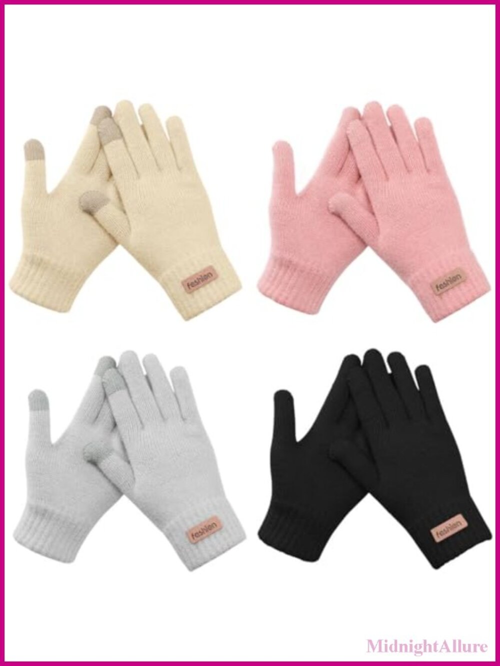 Winter Gloves Touchscreen Warm Knit Acrylic Blend One Size Cold Weather